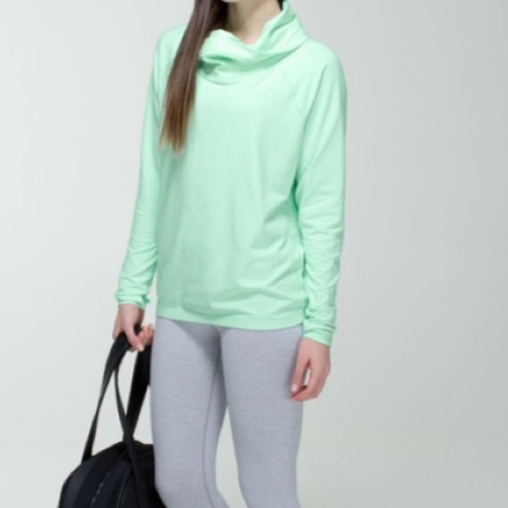 Lululemon Healthy Heart Long Sleeve Pullover Cowl Neck In Fresh Teal Mint
